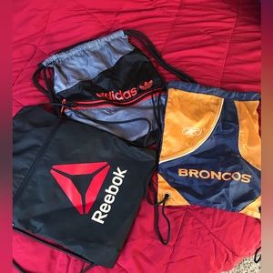3 drawstring bag bundle— 2x Reebok 1x Adidas